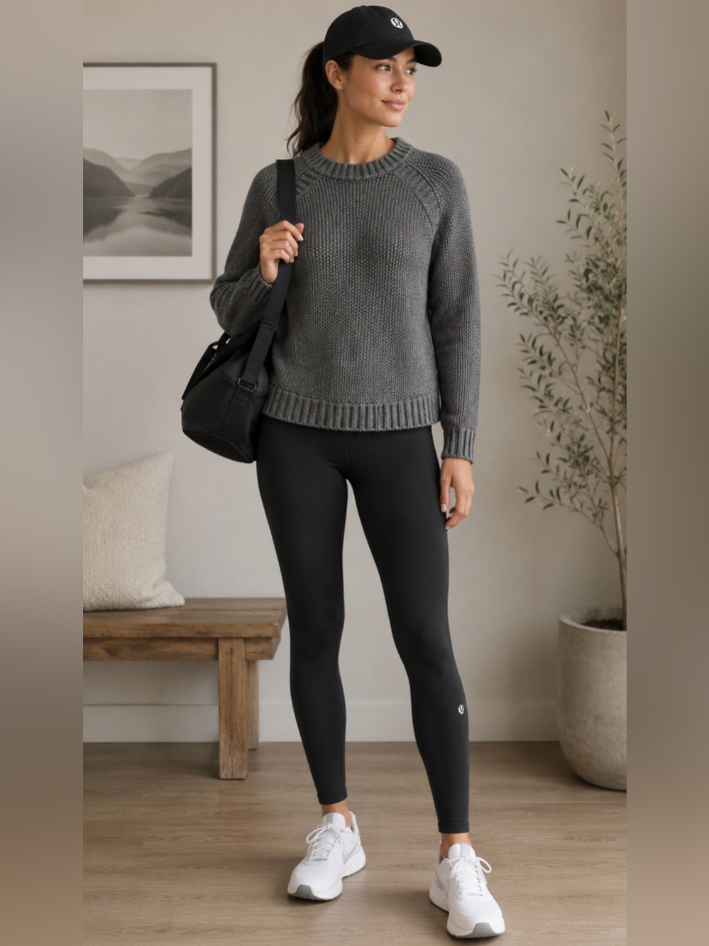 lululemon athletica Gray Crewneck Chunky Knit Sport Sweater - Picture 1 of 3